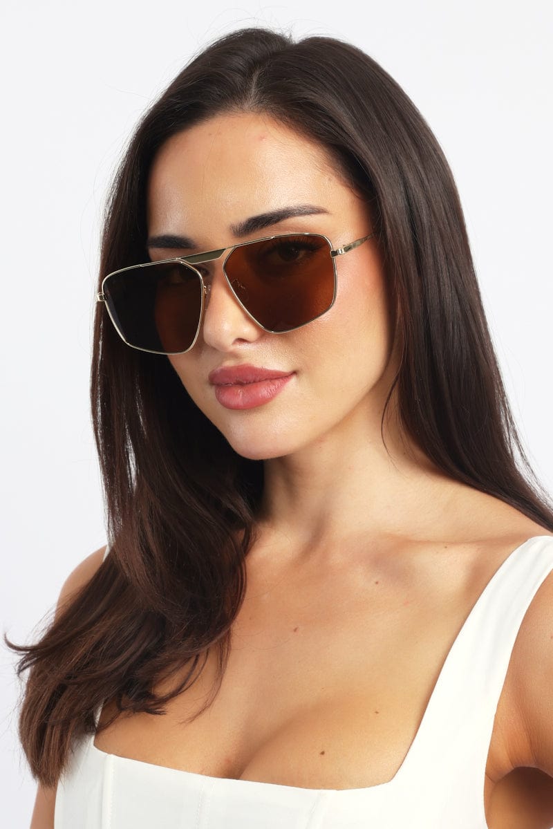 Brown Aviator Sunglasses
